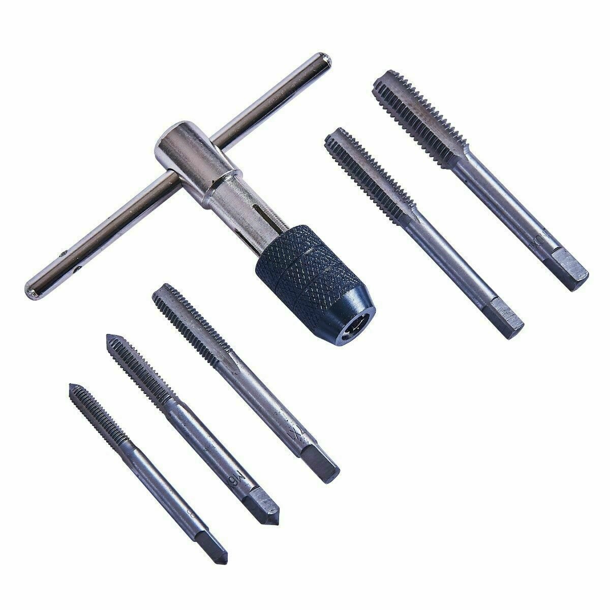 6pc TAP WRENCH & CHUCK SET TOOL STEEL T-HANDLE METRIC M6 M7 M8 M10 M12 AND DIE