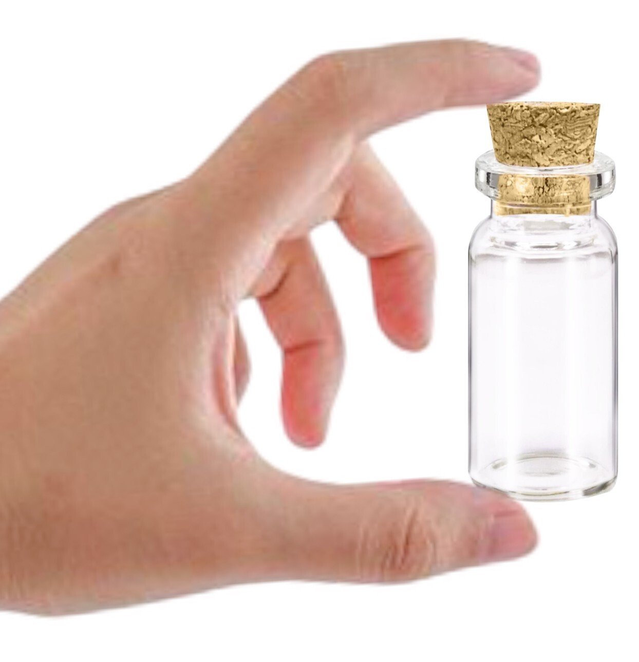 10 Mini Glass Jars with corks Clear Small Glasses Bottles cork stoppers Crafting