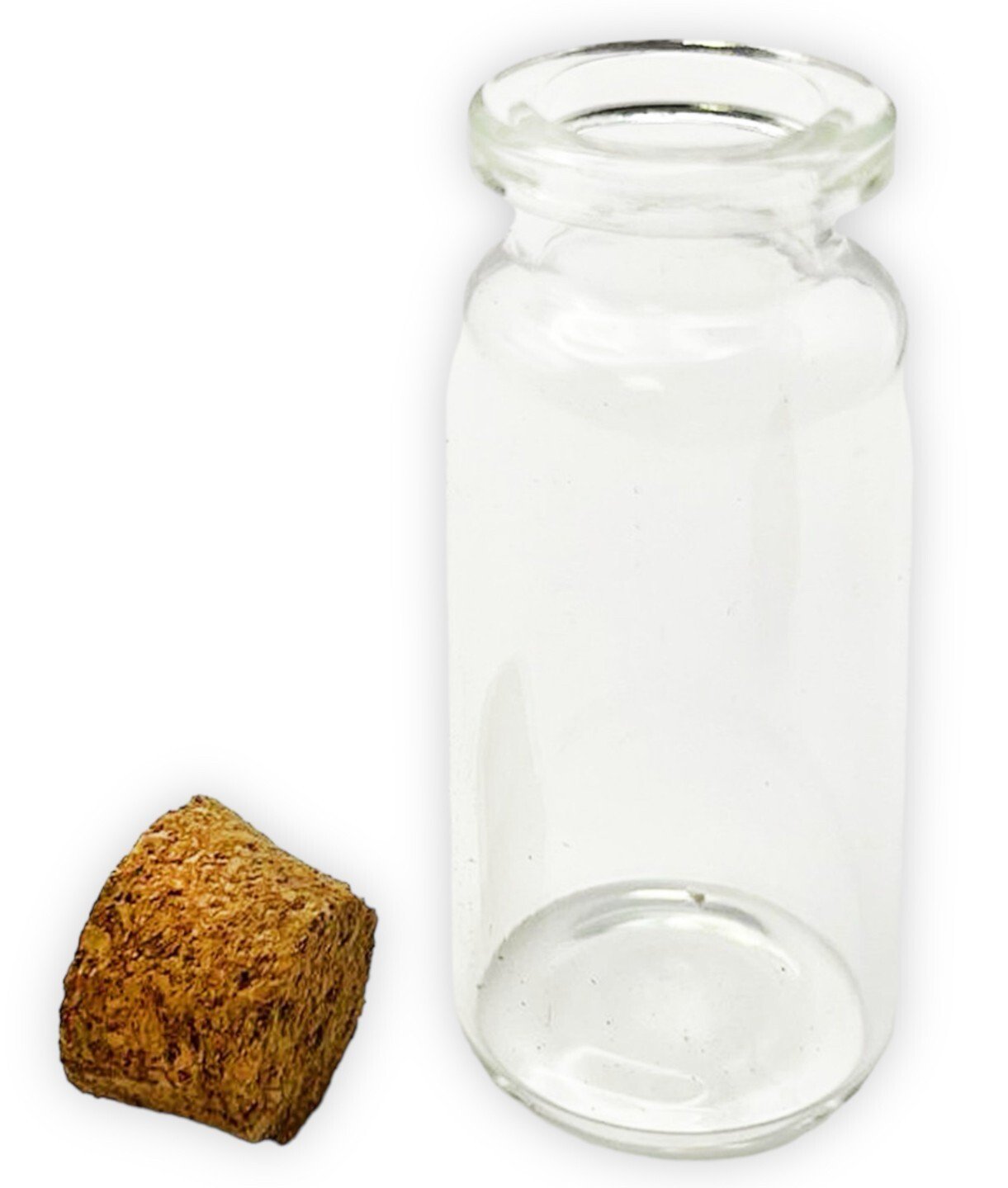 10 Mini Glass Jars with corks Clear Small Glasses Bottles cork stoppers Crafting