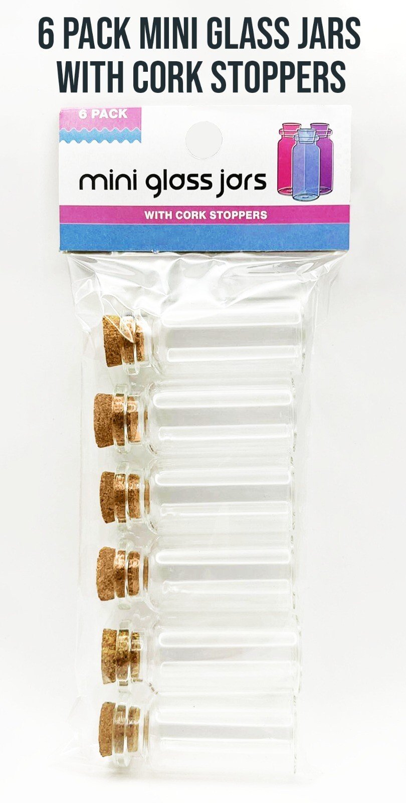 10 Mini Glass Jars with corks Clear Small Glasses Bottles cork stoppers Crafting