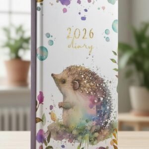 2026 DIARY SLIM LINE WEEK TO VIEW HEDGEHOG WATERCOLOR DIARY PLANNER XMAS GIFT