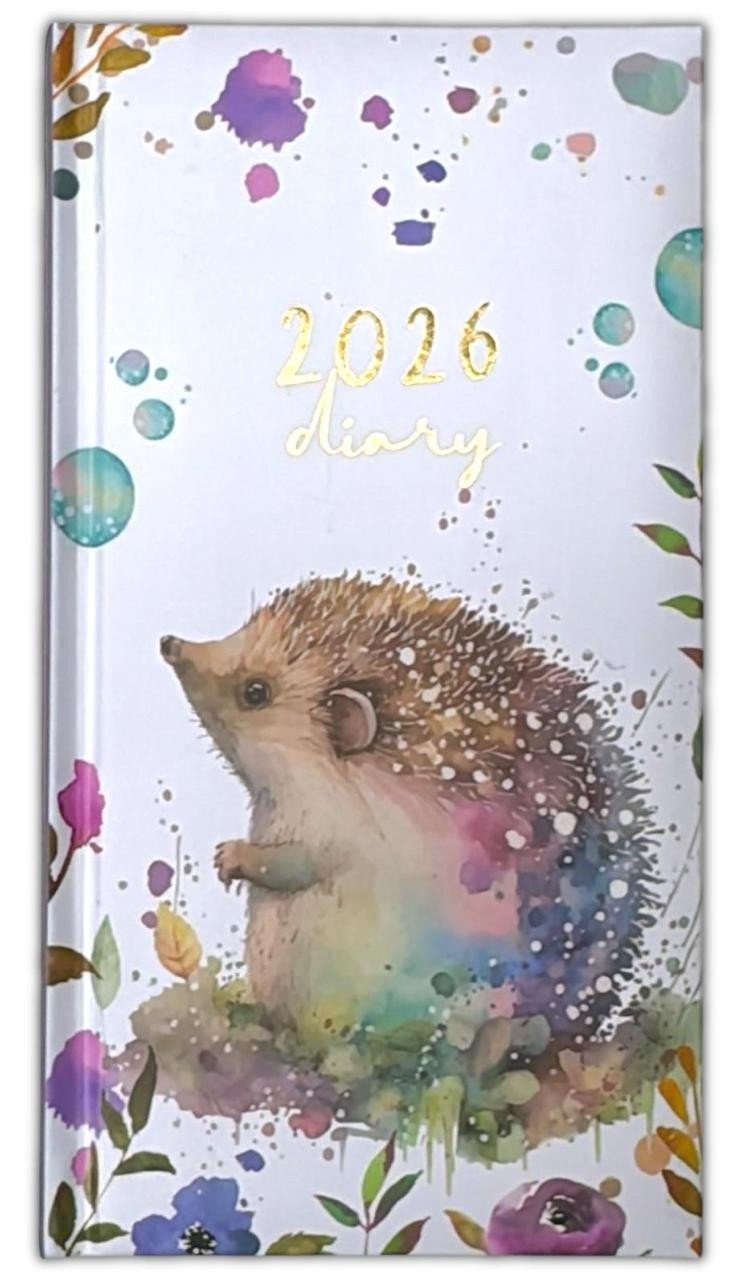 2026 DIARY SLIM LINE WEEK TO VIEW HEDGEHOG WATERCOLOR DIARY PLANNER XMAS GIFT
