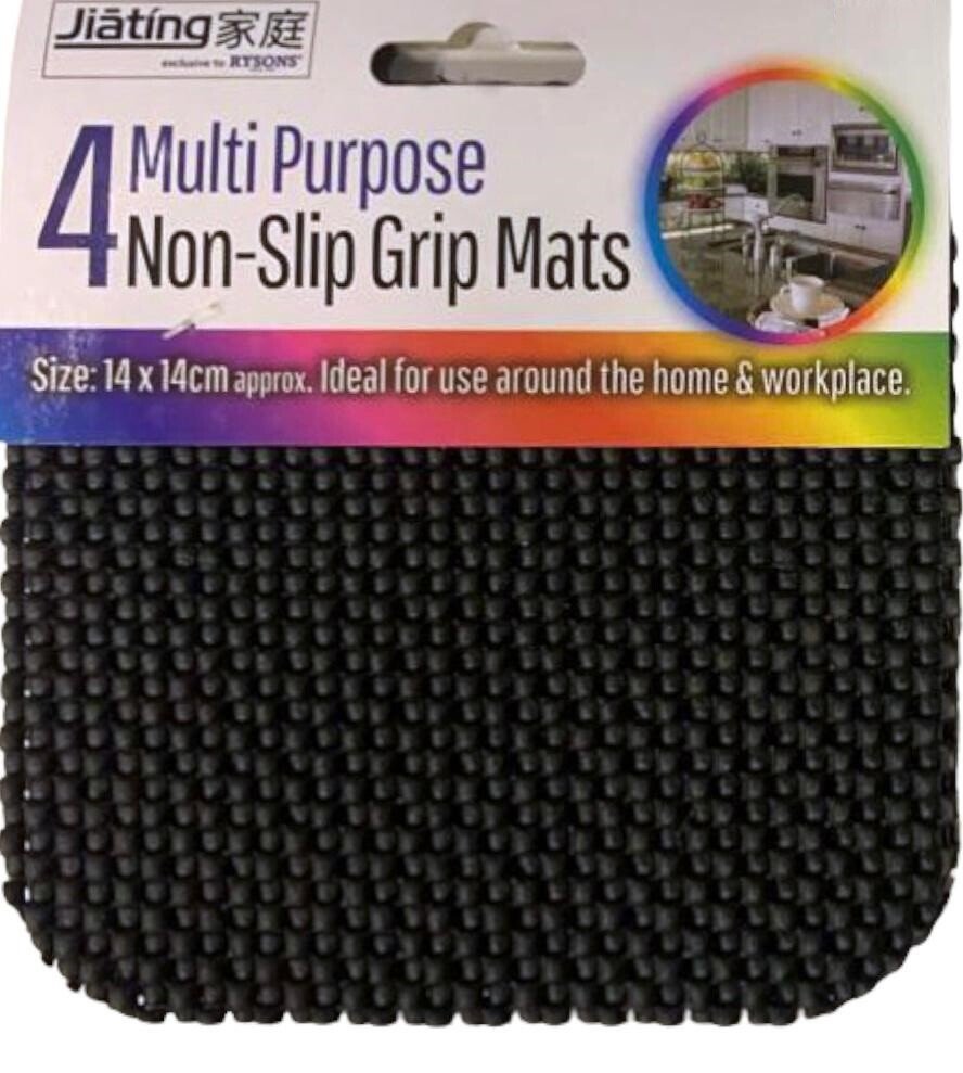 4 x NON SLIP GRIP MAT 14 x 14cm ANTI SLIP CARPET RUG CAR DASH HOME GARAGE LINER