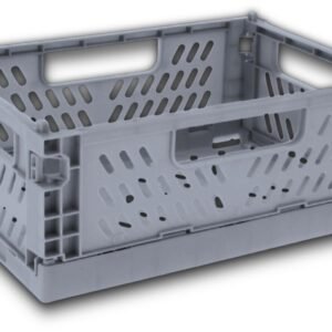 Folding Collapsible Storage Crates Plastic Basket Stacking Kitchen Desk Boxes UK
