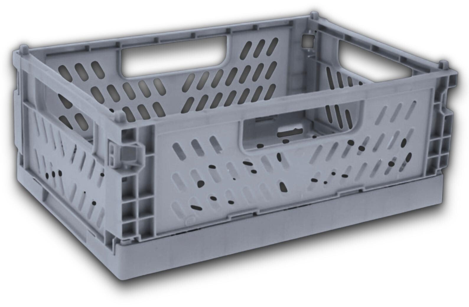 Folding Collapsible Storage Crates Plastic Basket Stacking Kitchen Desk Boxes UK