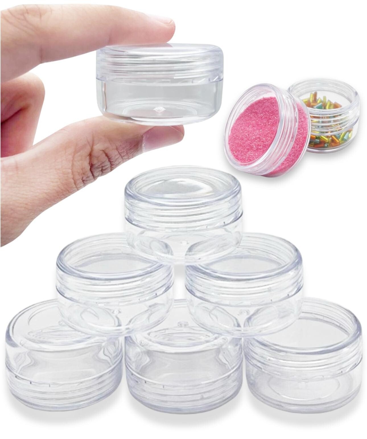 6Pcs MINI TRAVEL POTS Small Round Tub Container Sample Jar Cosmetic Storage 20ml