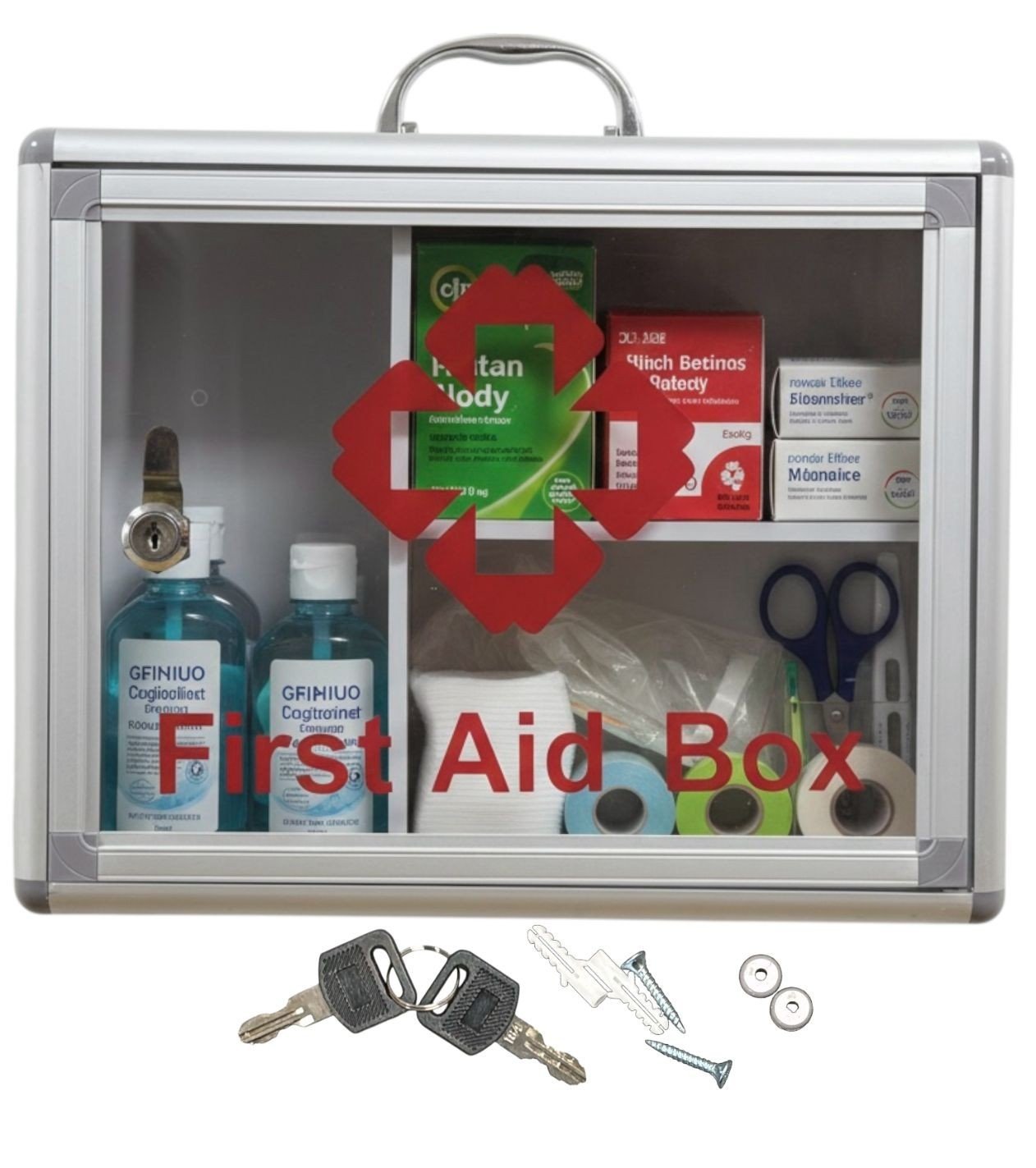MEDICAL CABINET FIRST AID WALL MOUNTED MEDICINE BOX LOCKABLE WITH 2 KEYS NEW