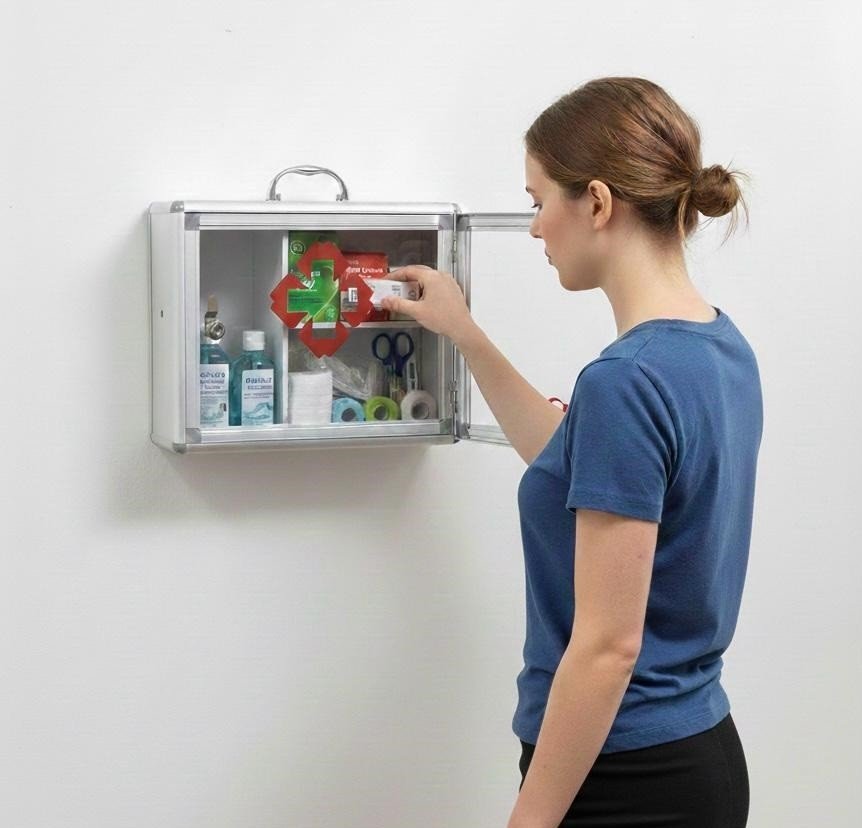 MEDICAL CABINET FIRST AID WALL MOUNTED MEDICINE BOX LOCKABLE WITH 2 KEYS NEW