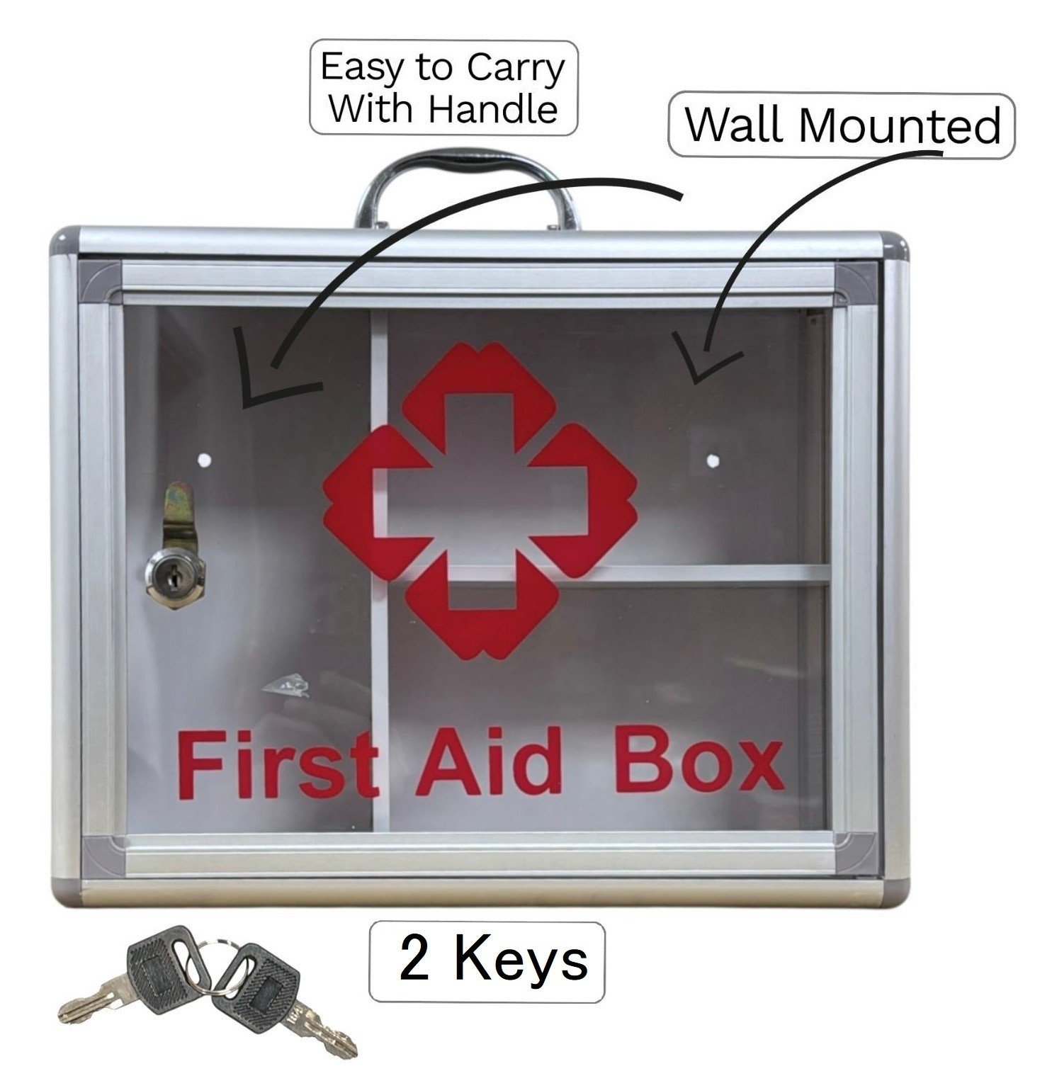 MEDICAL CABINET FIRST AID WALL MOUNTED MEDICINE BOX LOCKABLE WITH 2 KEYS NEW