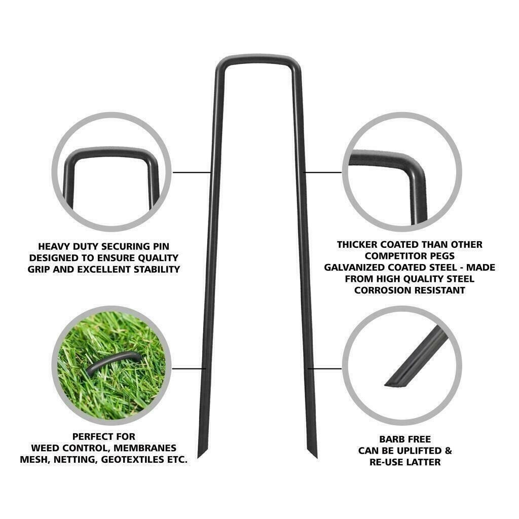 Weed Fabric Galvanised Staples Garden Turf Pins Securing Pegs U Artificial Grass