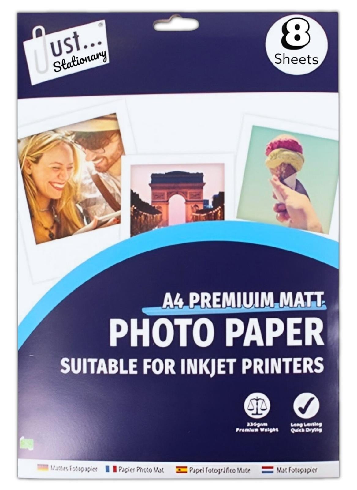 8 / 16 Sheets A4 Premium Matt Photo Paper for Inkjet Printer Quick Drying 230GSM