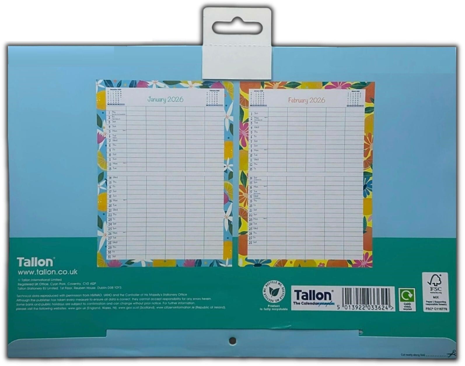 2026 Family Calendar A3 Folded Planner 5 Column One Month To View Organiser Home