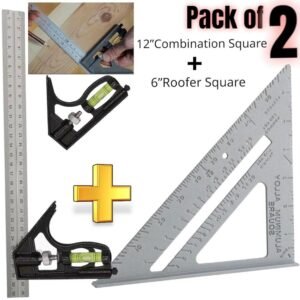 2Pc Metal Roofing Square Set Combination Square 12″ + Aluminum Roofers Square 6″