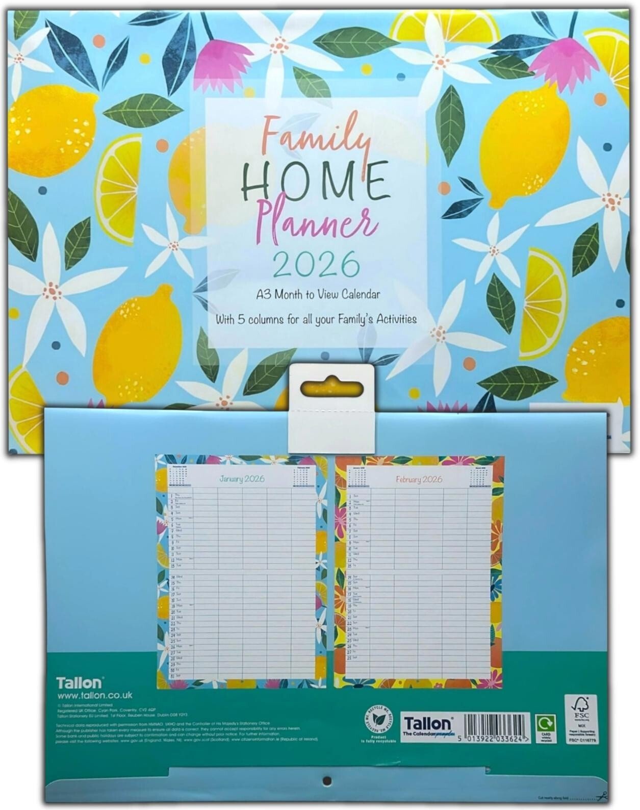2026 Family Calendar A3 Folded Planner 5 Column One Month To View Organiser Home