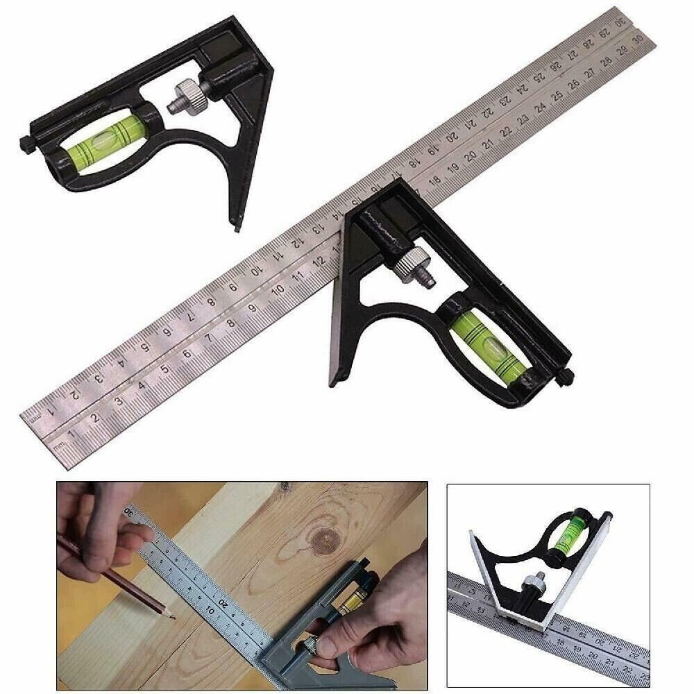 2Pc Metal Roofing Square Set Combination Square 12" + Aluminum Roofers Square 6"