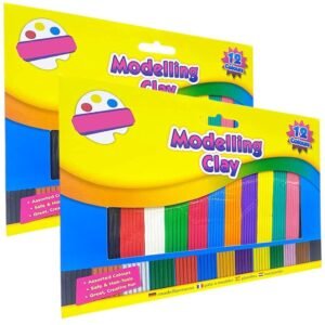 12 COLOURS PLASTICINE CLAY MODELLING CHILDRENS CRAFT PLAY SET NON TOXIC 3YO+