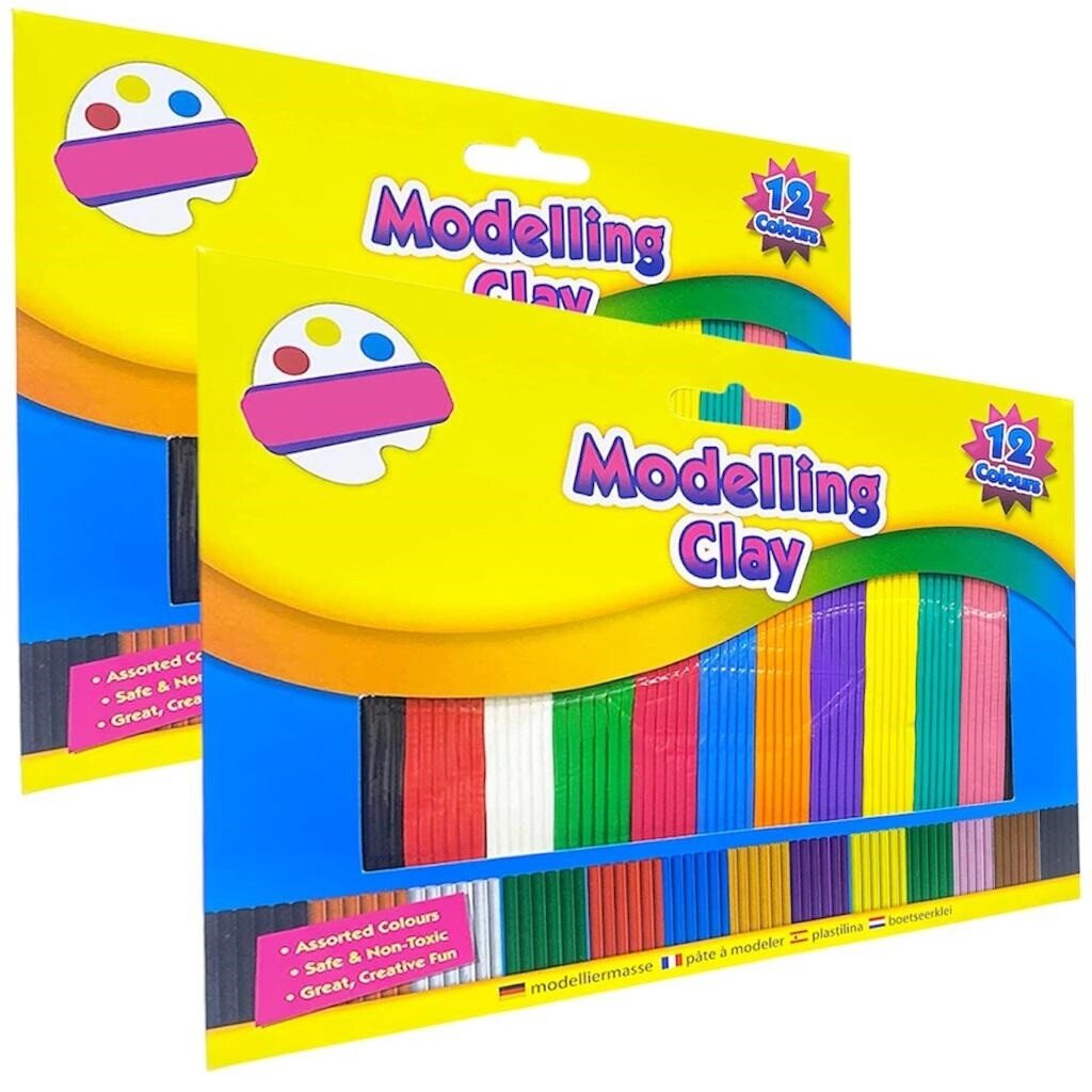 12 COLOURS PLASTICINE CLAY MODELLING CHILDRENS CRAFT PLAY SET NON TOXIC 3YO+