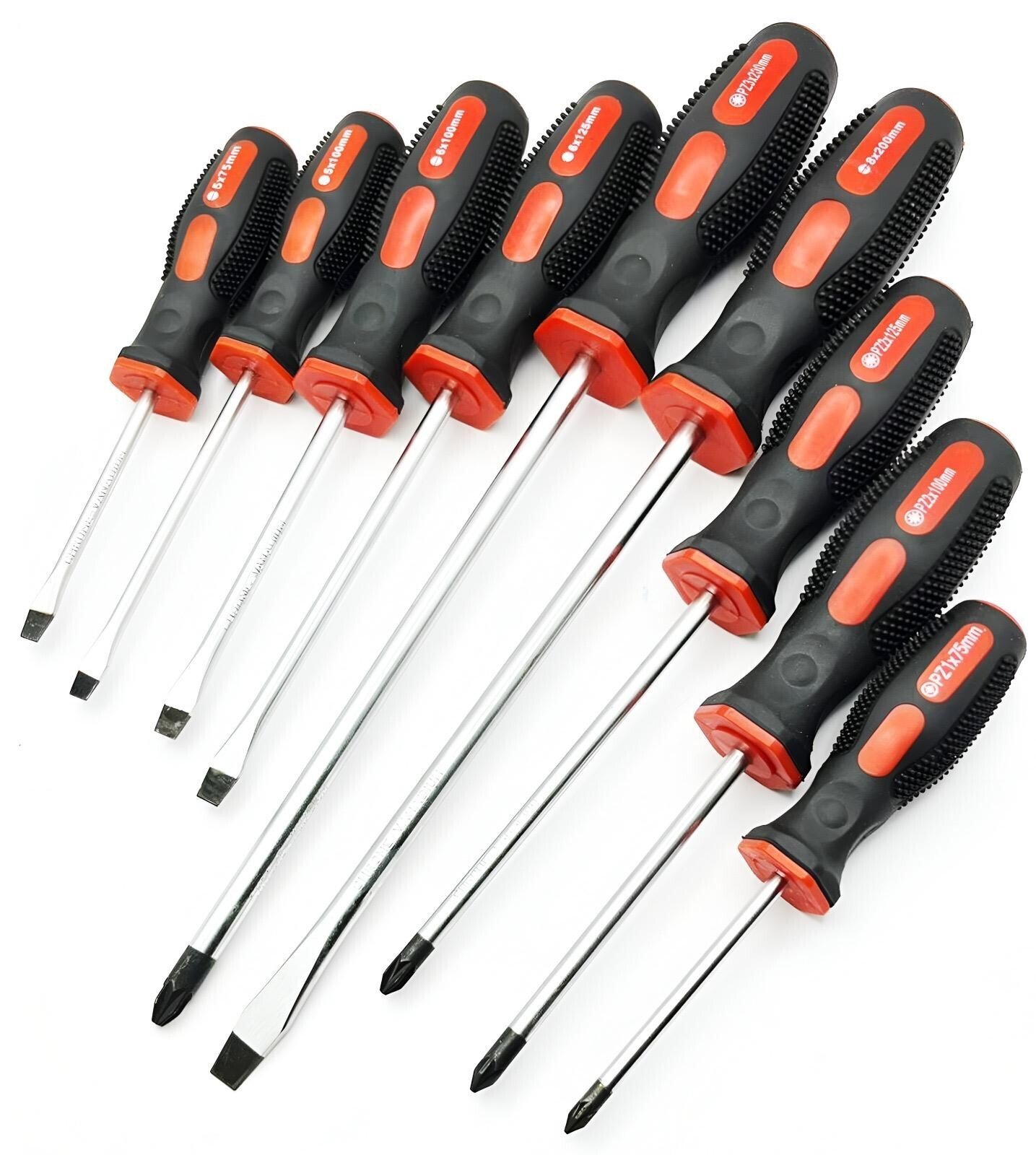 9PC Screwdriver Magnetic Set Heavy Duty Comfort Grip Philips Flat Slotted Tool.