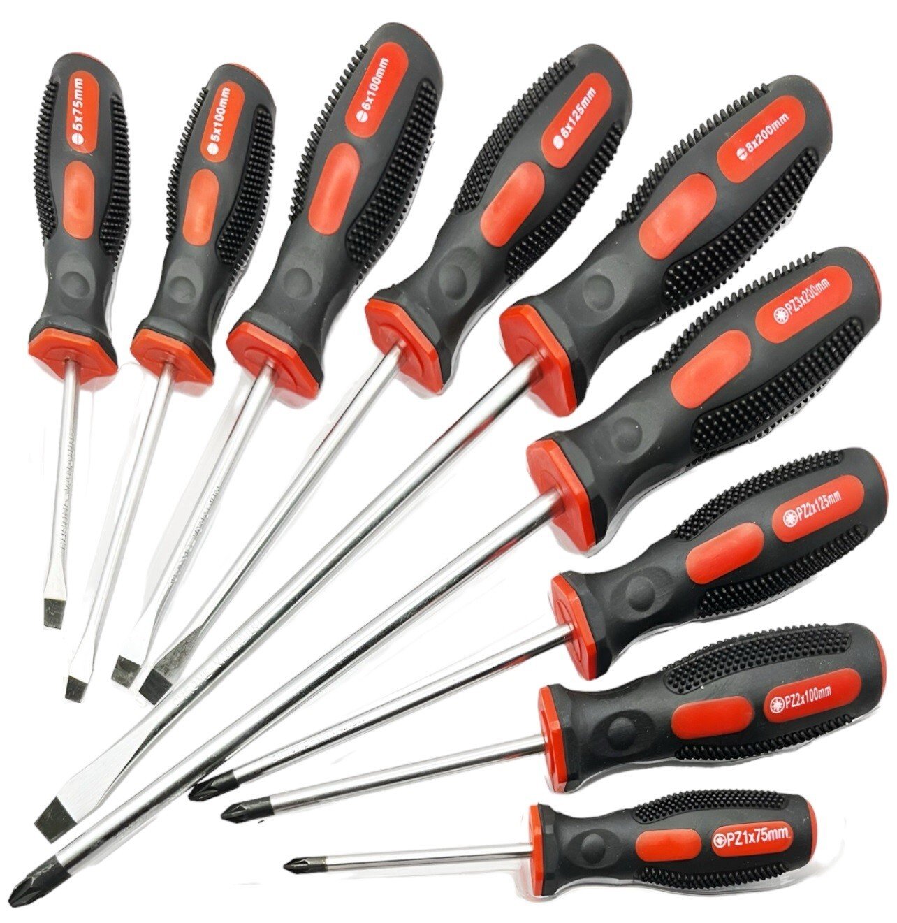 9PC Screwdriver Magnetic Set Heavy Duty Comfort Grip Philips Flat Slotted Tool.