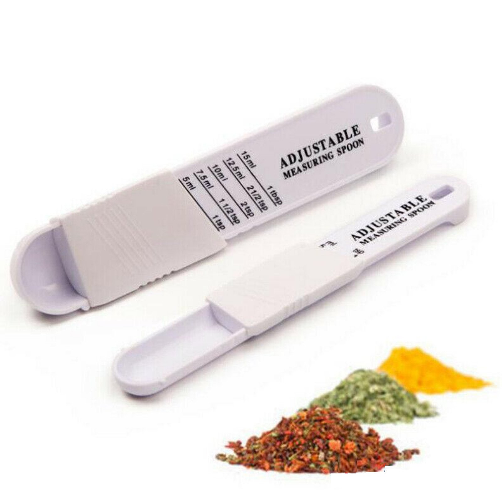 Adjustable Measuring Spoons Set Baking Sliding Scoop 1/8 Teaspoon 1 Tablespoon