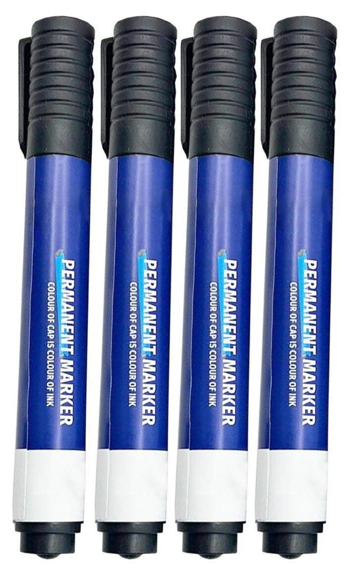 8 Pack Black Permanent Markers Quick Drying Marker Chisel Tip Pen School Thick