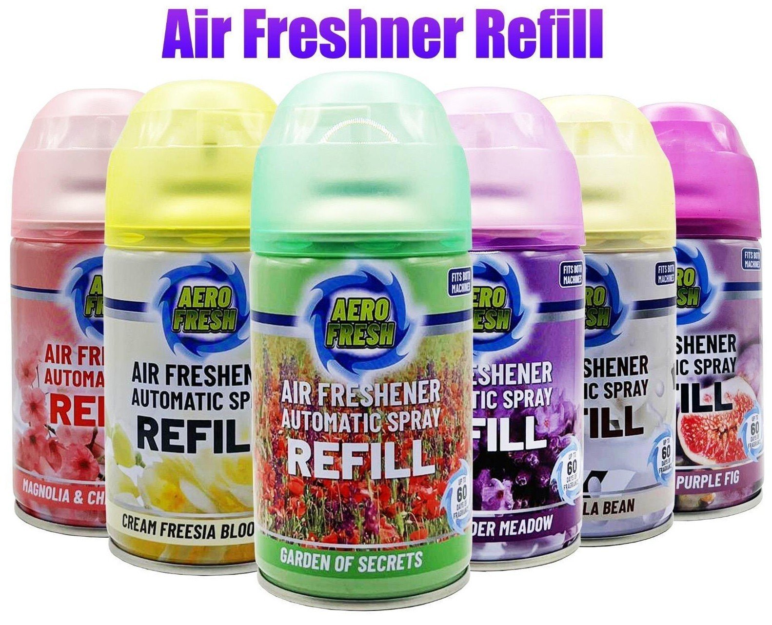 5 PACK, AERO FRESH AUTOMATIC SPRAY REFILLS 250ML AIR FRESHNER SELECT SCENTS