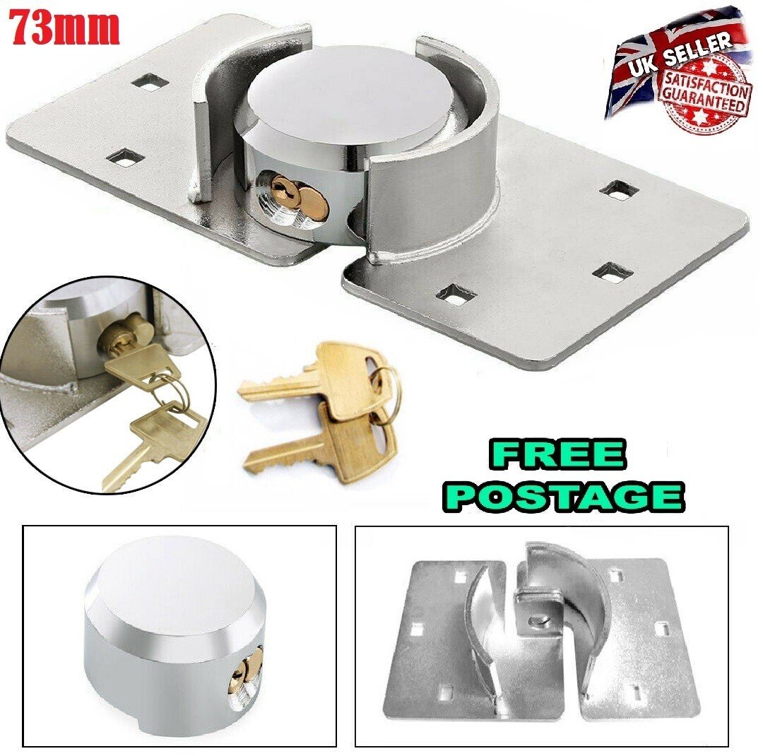 73MM HEAVY DUTY SHACKLESS PADLOCK AND HASP SET GATE SHED VAN SECURITY ROUND LOCK