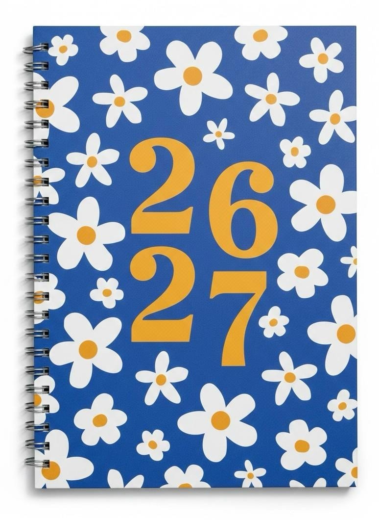 2026-2027 Academic A5 Week to View Daisy Floral Cover Diary School Year Teacher