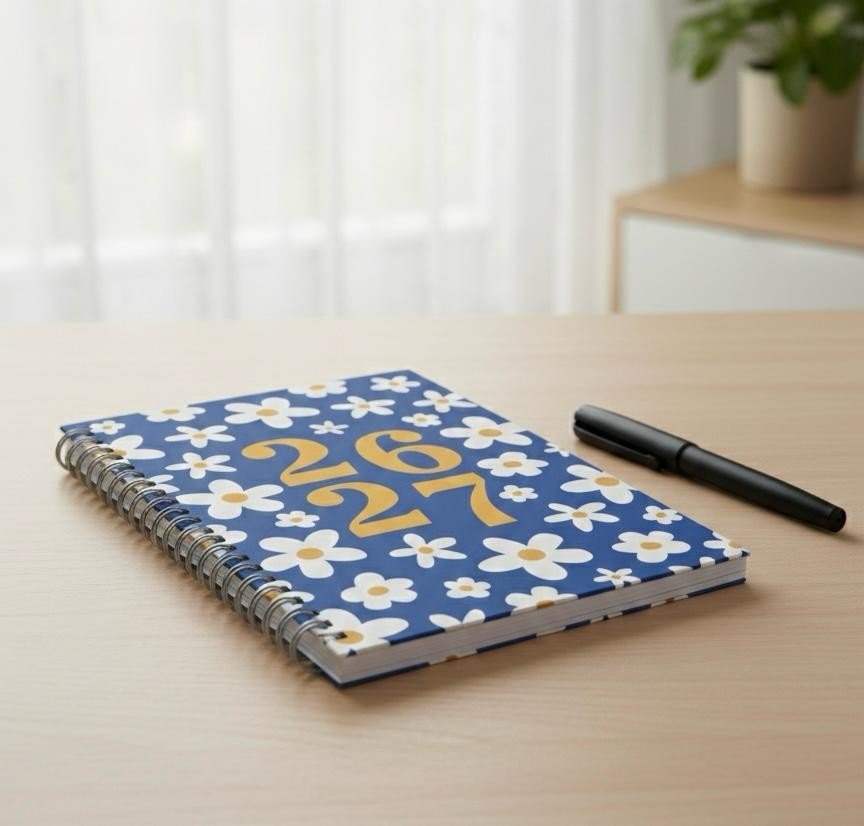 2026-2027 Academic A5 Week to View Daisy Floral Cover Diary School Year Teacher