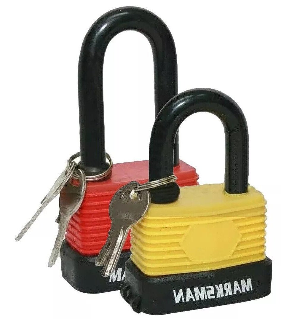 2x Weatherproof Laminated Padlock Plastic Coated Steel Security Lock With 3 Keys