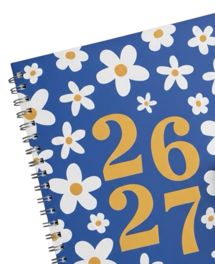2026-2027 Academic A5 Week to View Daisy Floral Cover Diary School Year Teacher