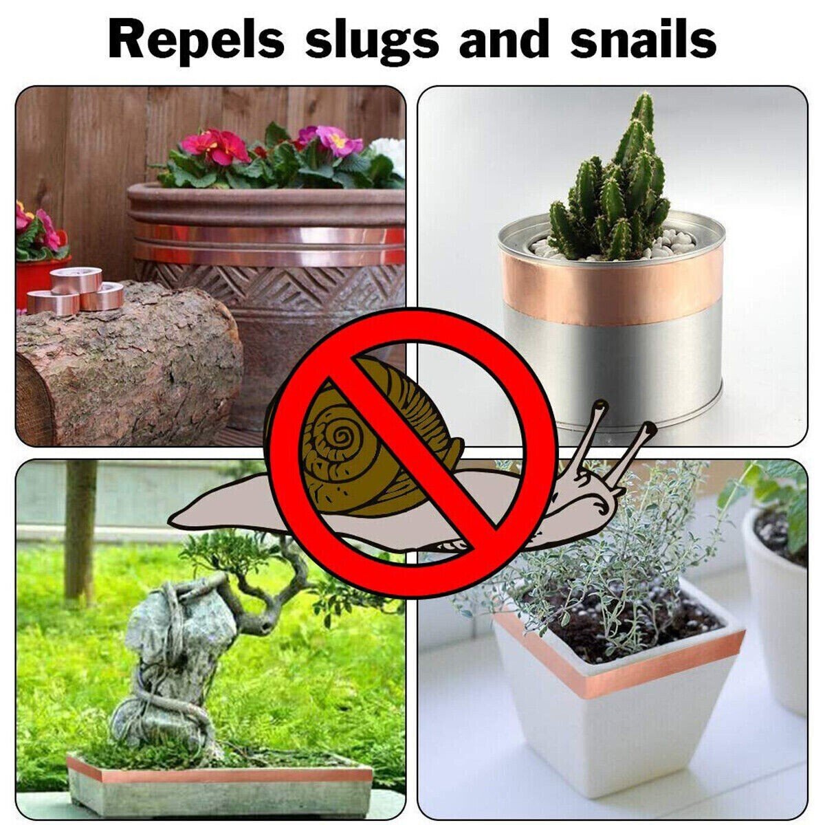2.2mt Roll Slug Copper Tape Snail Repellent Self Adhesive Barrier Plant Repel