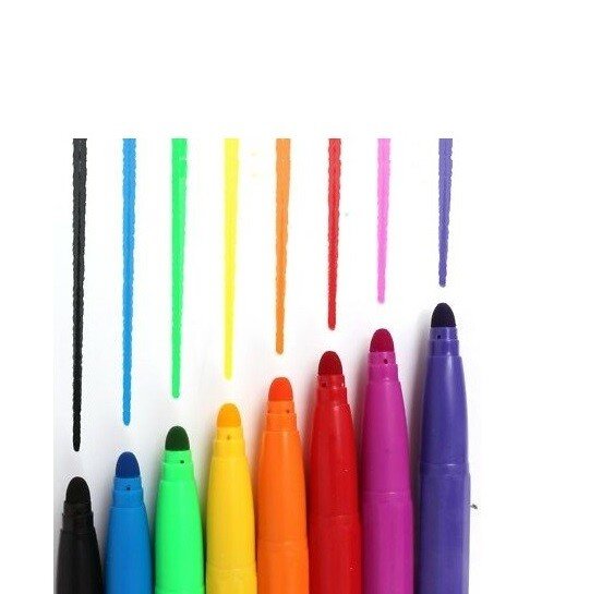 8 PACK OF JUMBO MIXED COLOUR FIBRE FELT TIP PENS SET - IDEAL FOR KIDS / CHILDREN