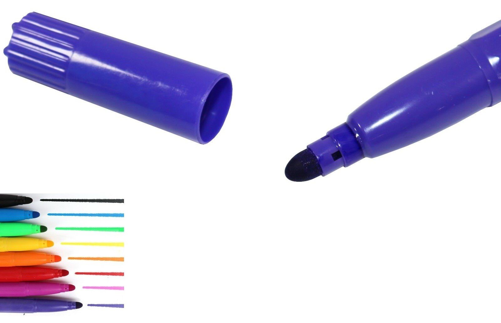 8 PACK OF JUMBO MIXED COLOUR FIBRE FELT TIP PENS SET - IDEAL FOR KIDS / CHILDREN