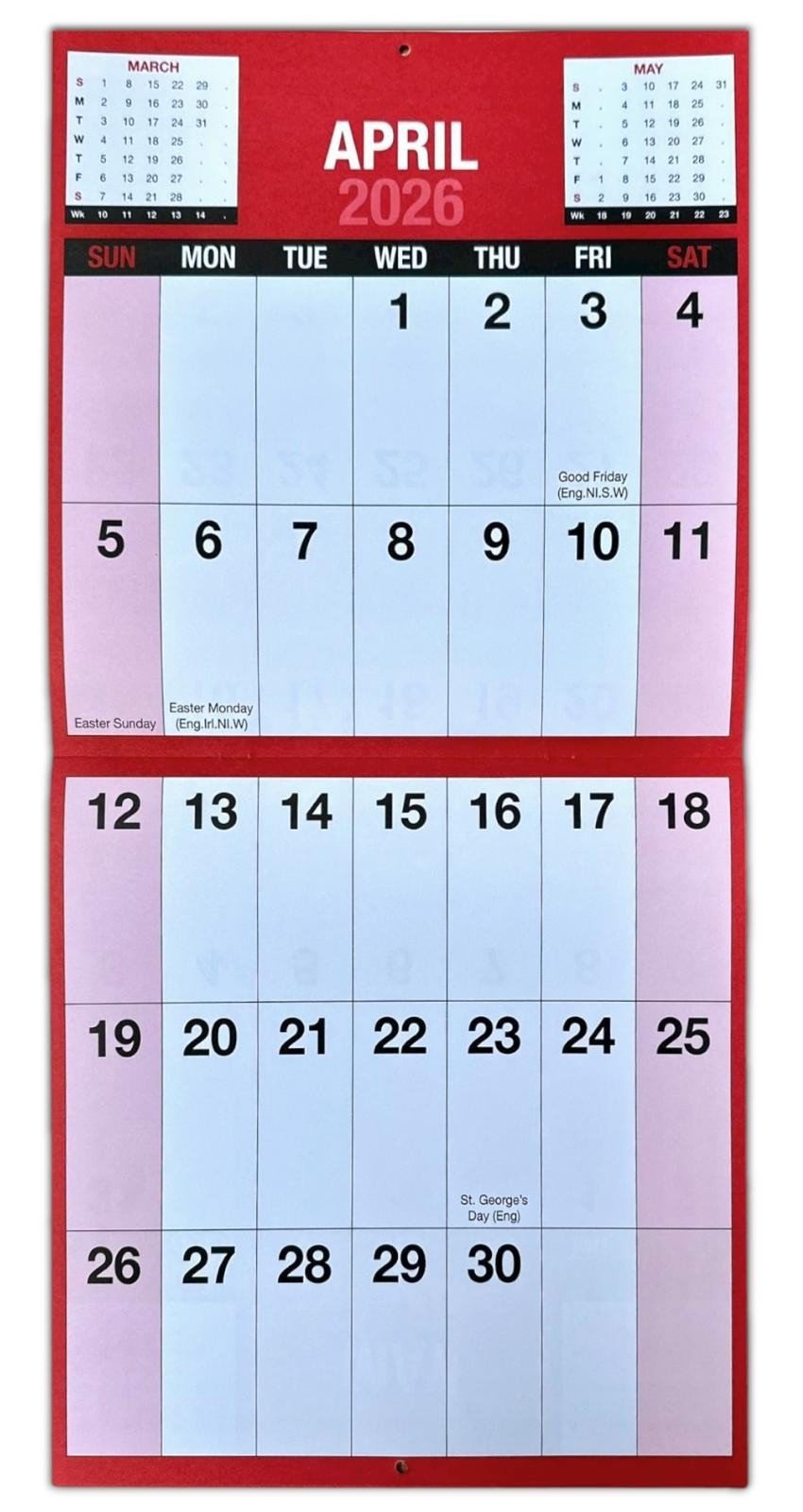 2026 Giant View Wall Calendar Easy View Planner 1 Month To View Wall Hanging UK