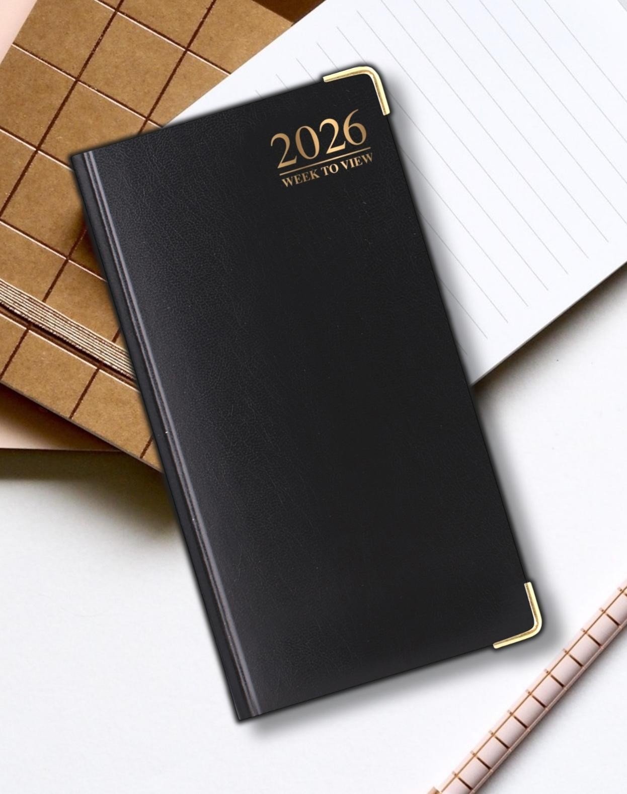 2026 DIARY SLIM SMALL LUXURY METAL CORNER WEEK TO VIEW CUTE FASHION POCKET DIARY