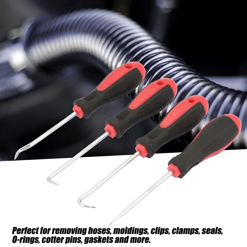 4pc PICK & HOOK SET SPRING O RING SEAL GASKET REMOVER REMOVAL PICKS TOOL