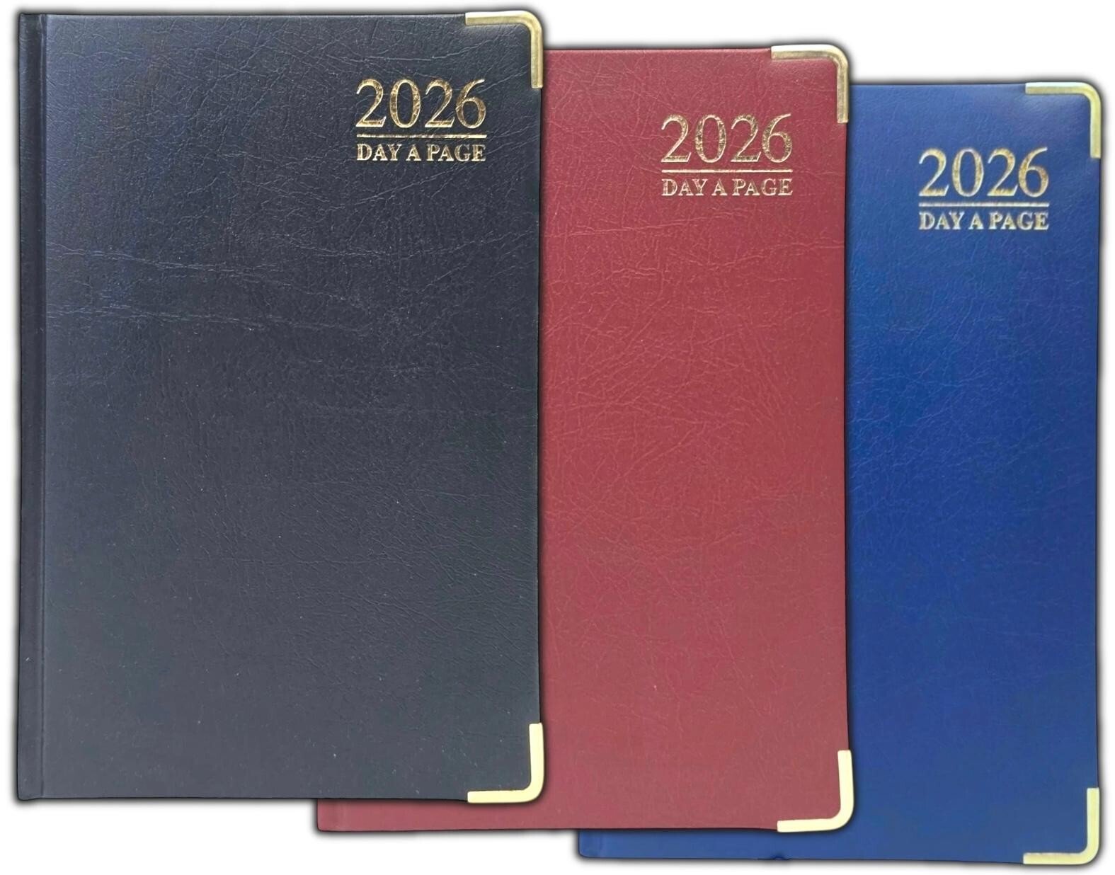 2026 A5, A4 Page A Day Diary Padded with Metal Corner Desk Diary hardback office