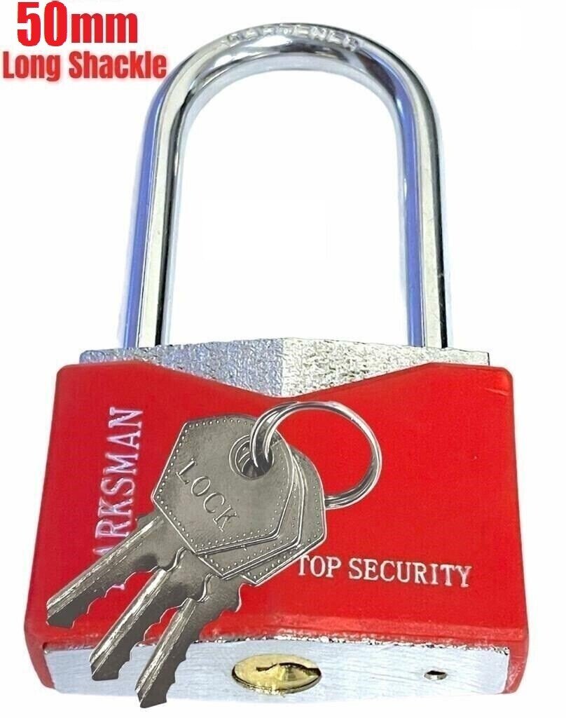 Heavy Duty Extra Long Shackle Padlock 50mm. Hardened Steel Security Padlocks