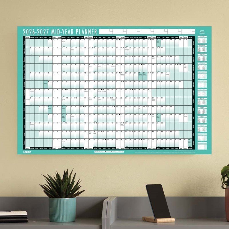 A1 2026-2027 Academic Mid Year Student Wall Planner Calendar Pen Sticker Aug-Aug