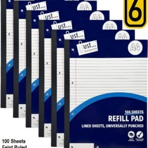 A4 Refill Pad Ruled 100 Sheets Margin Lined Writing Note Book Punched Holes Pad