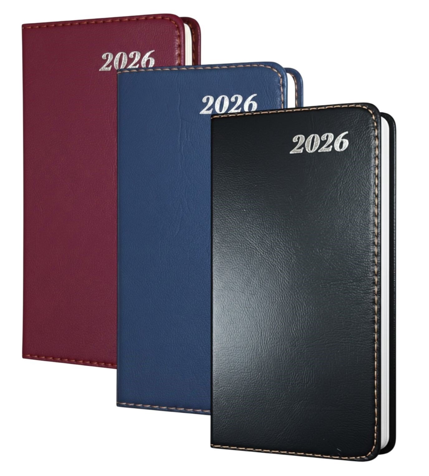 2026 Diary Slim Week To View Diary Pu Leather Full Year Planner Case Bound Cover