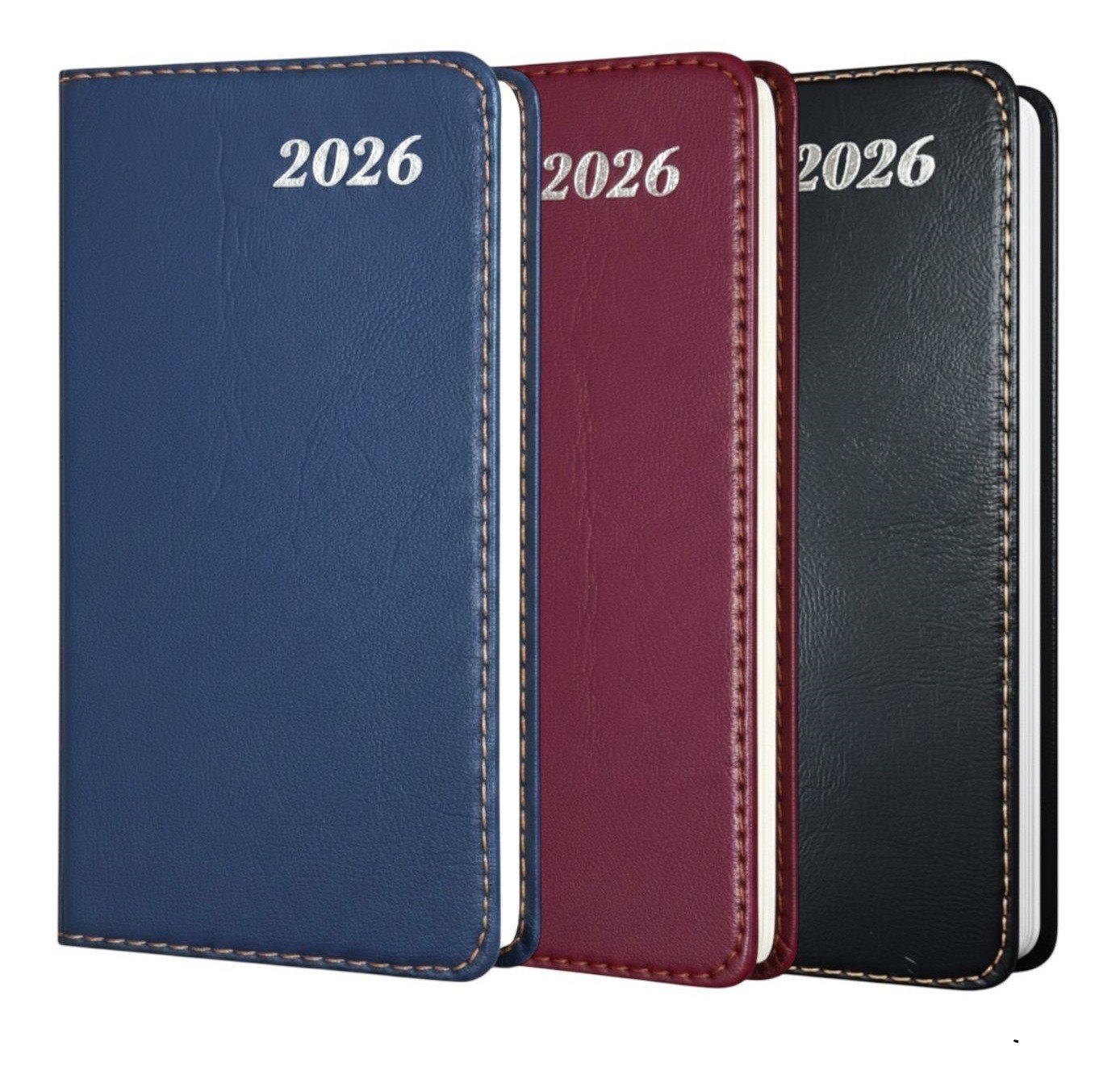 2026 Diary Slim Week To View Diary Pu Leather Full Year Planner Case Bound Cover