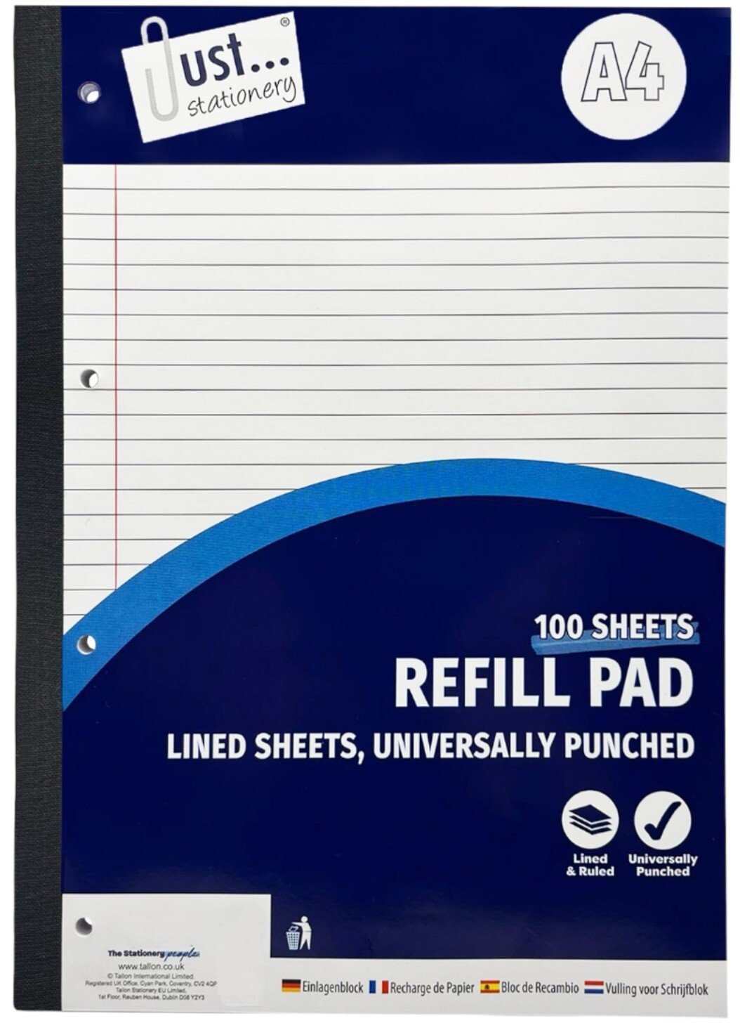 2x 100 Pages Refill Pad A4 High Quality Lined Paper Wide Ruled Margin Notes Book
