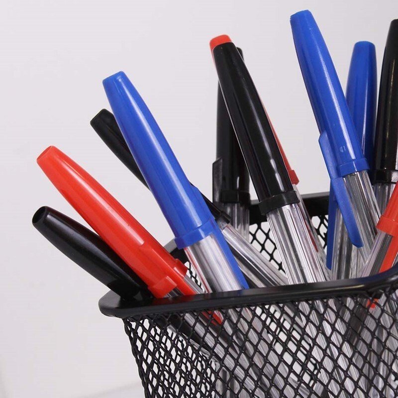 24 Ballpoint Pens Set | High Quality Medium Ball Point Pen Biros Black Blue Red