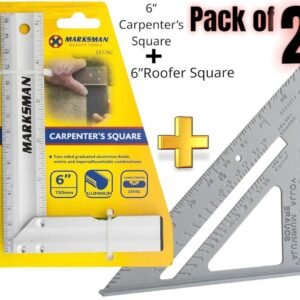 2Pc Metal Roofing Square Set Carpenter’s Square 6″ + Aluminum Roofers Square 6″