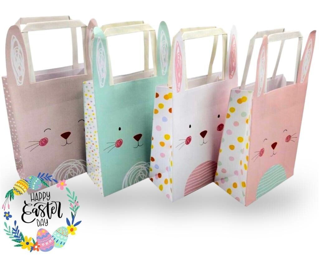 4 Pcs Paper Sweet Bags Party Favour Easter Gift Candy Spotty Pouches Sweet Cart