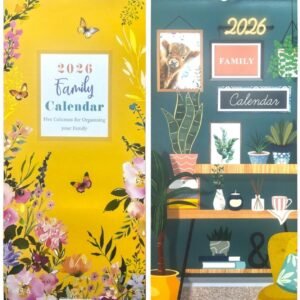 2026 Family Organiser 5Columns Calendar Planner Month to View Long Wall Calendar