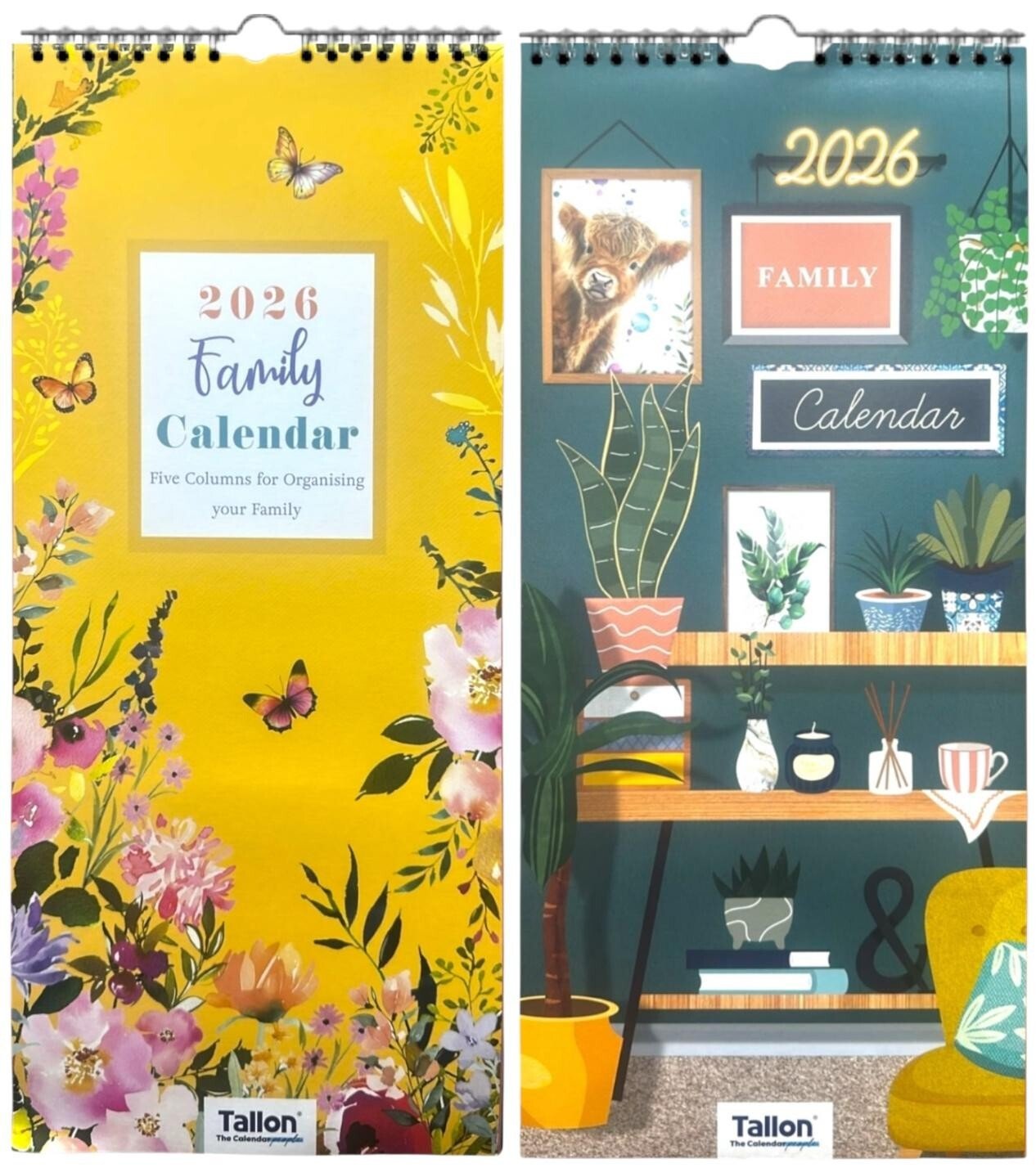 2026 Family Organiser 5Columns Calendar Planner Month to View Long Wall Calendar