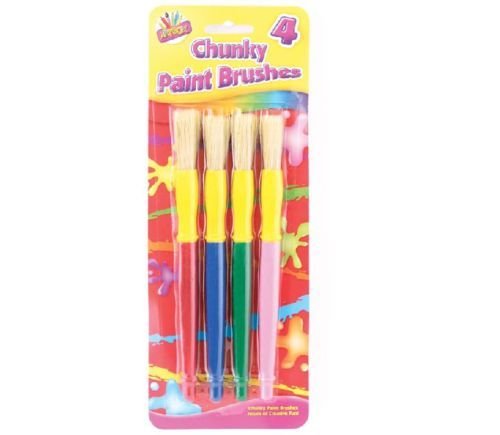 4 PCS CHUNKY PAINT BRUSHES ARTISTS SET KIDS CHILDREN SCHOOL ART CRAFT GLUE UK